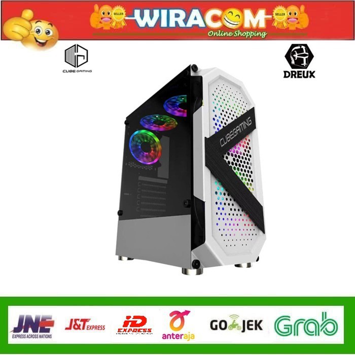Casing CUBE GAMING DREUX WHITE / Casing PC Gaming NON FAN