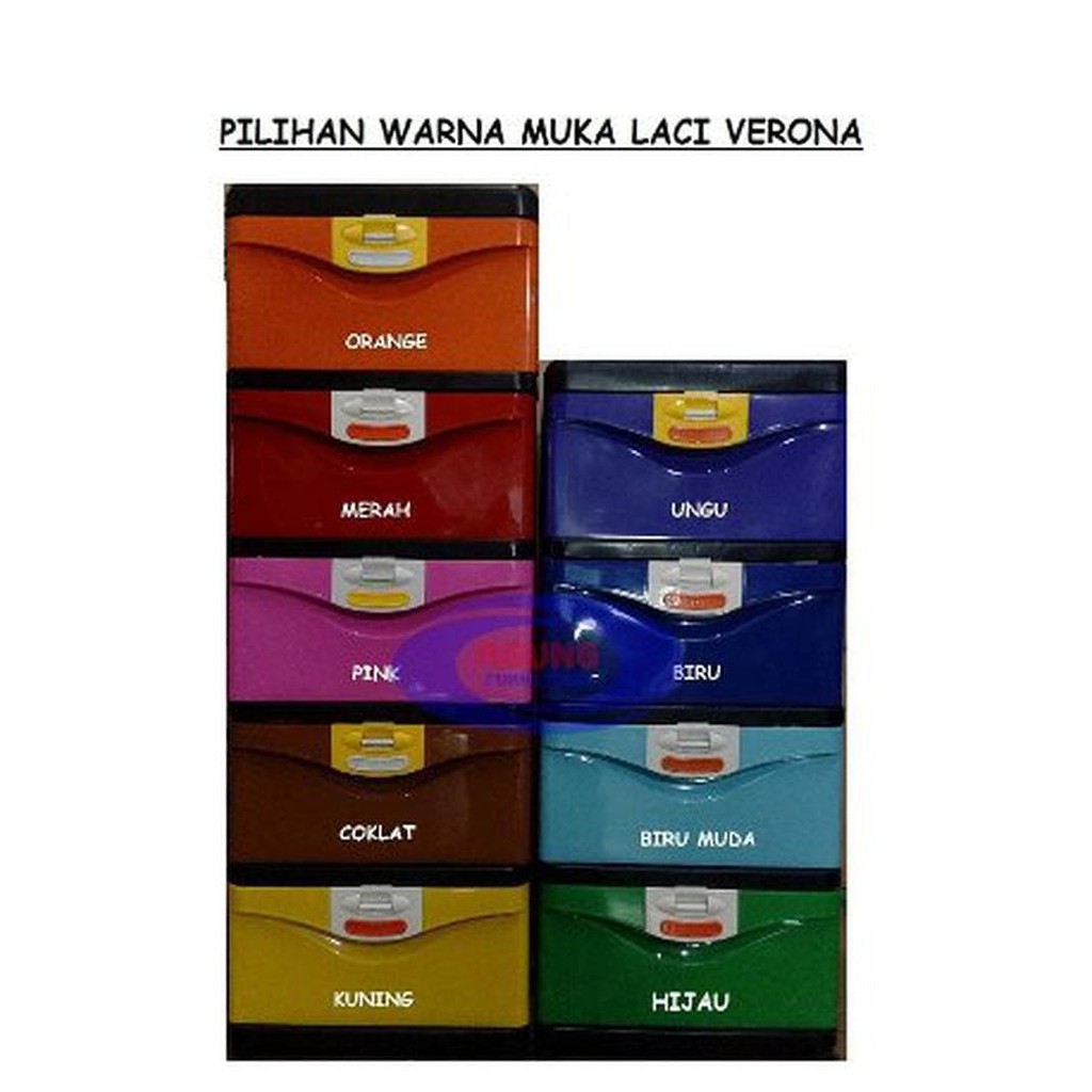 Rak Plastik 5 Susun Lemari Plastik model Laci Verona VE 500 Container Cabinet  Kunci Push murah