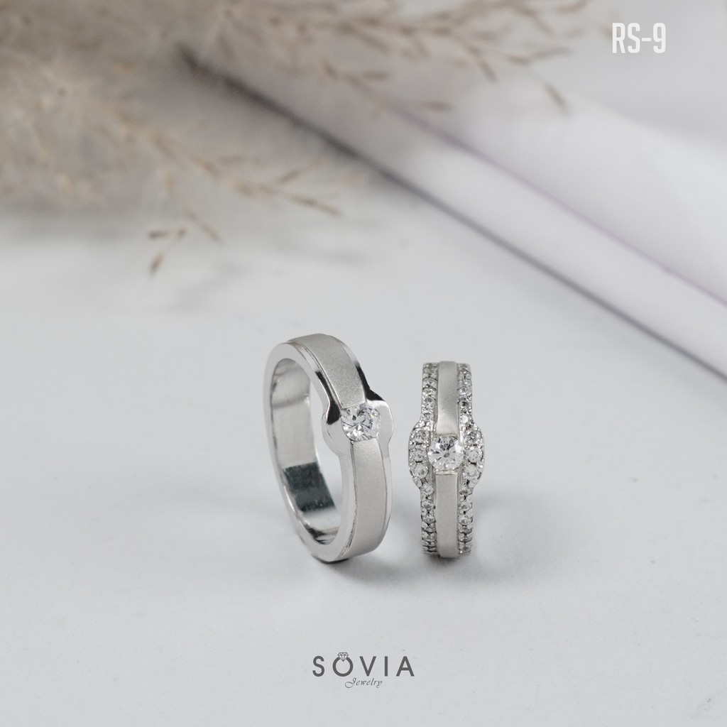 Sovia Jewelry Wedding Couple Rings Palladium & Emas Putih RS9 [Sold Out]