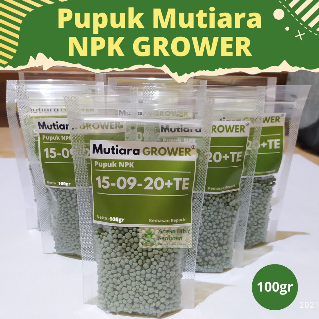 Pupuk NPK Grower 15-09-20 TE Nutrisi Pertumbuhan Bunga Buah Tanaman Sayur Buah 100gram