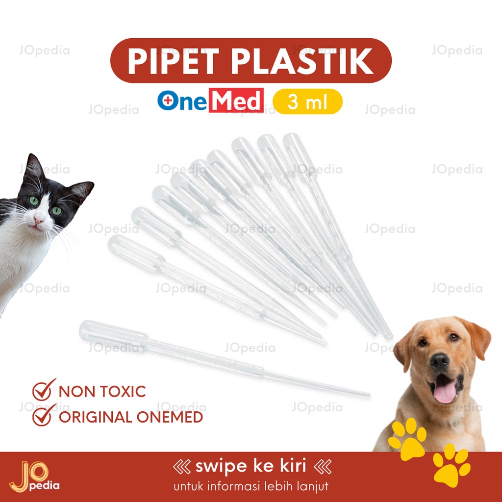 PIPET PLASTIK ONEMED 3ml Pipet Kucing Anjing Kelinci Minum Susu Obat Pipet Ikan Kutu Air 3 ml