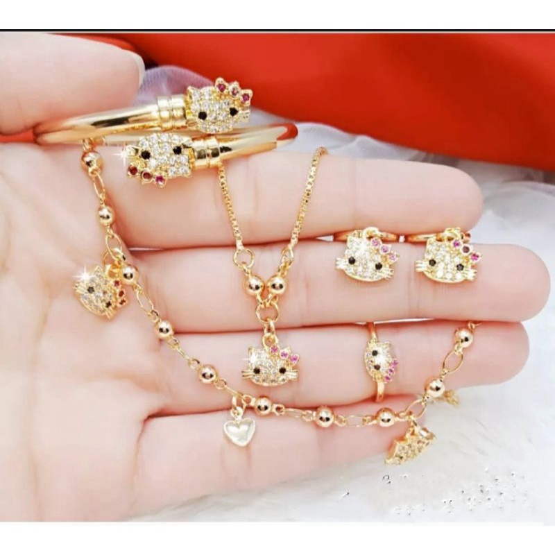 perhiasan Xuping anak set HK A1,1 set perhiasan anak komplit kalung gelang cincin anting dan gelang kaki