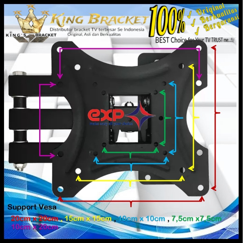 Bracket TV SHARP 14 s/d 43 inch 6 ARAH FULL BESI SUPER KOKOH GARANSI 100% ORI