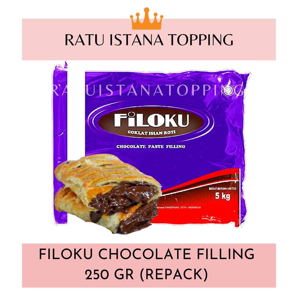 

FILOKU CHOCO FILLING 250GR - CHOCOLATE FILLING - SELAI SAOS COKLAT- SAUS ISIAN ROTI COKELAT