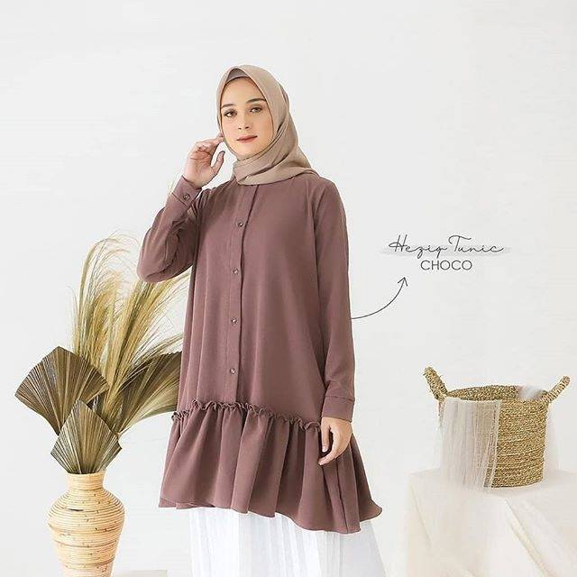 Hayla Tunik Rempel - Tunik polos rempel bawah