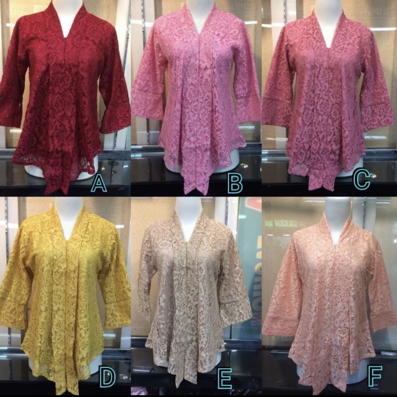 Atasan Kebaya Brukat  Atasan Kebaya Kartini  Atasan Kebaya Kutubaru polos floy Aneka Warna kebaya mo