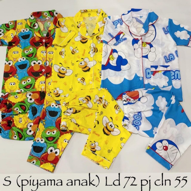 S (4-5th) piyama bajutidur nyaman anak2 motif lucu