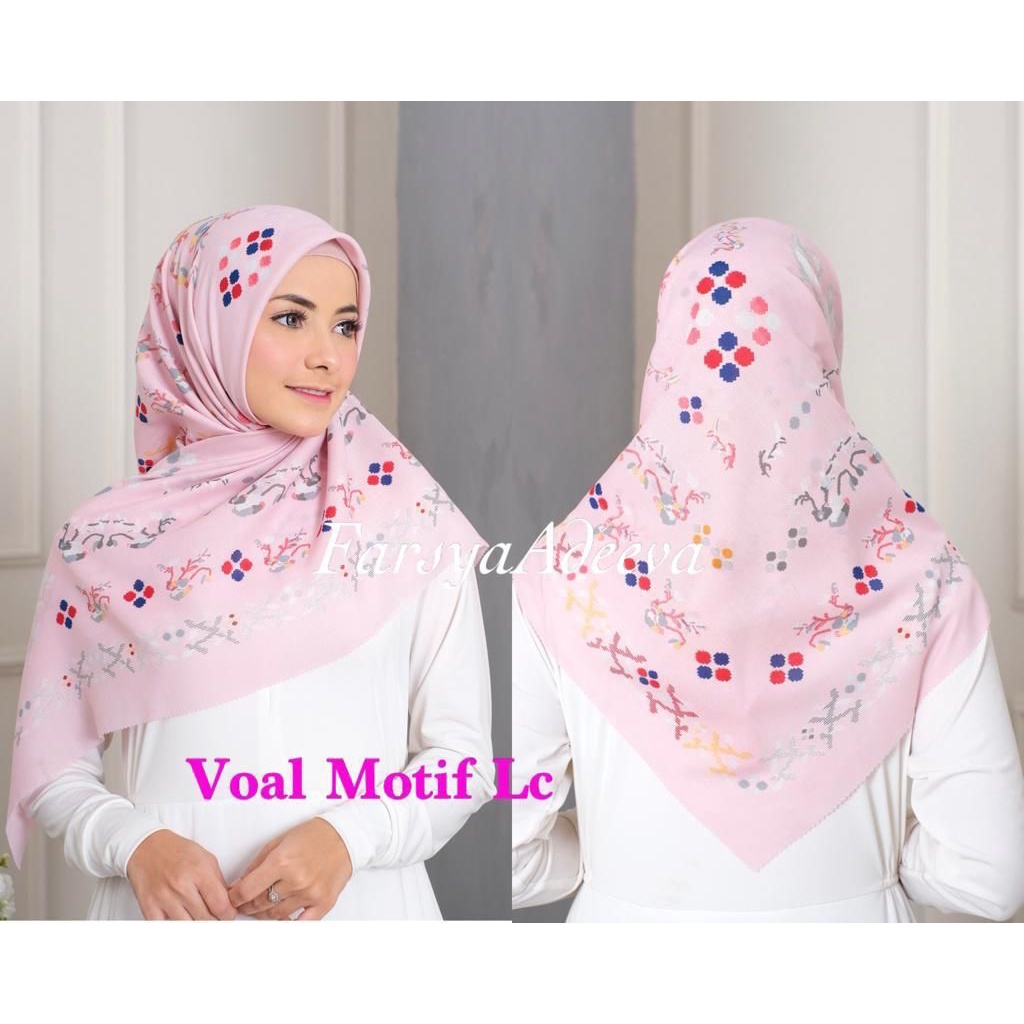 Kerudung segiempat motif terbaru segiempat motif deenay kw bahan voal grosir segiempat motif termurah Safa Hijab-ETNIC PINK