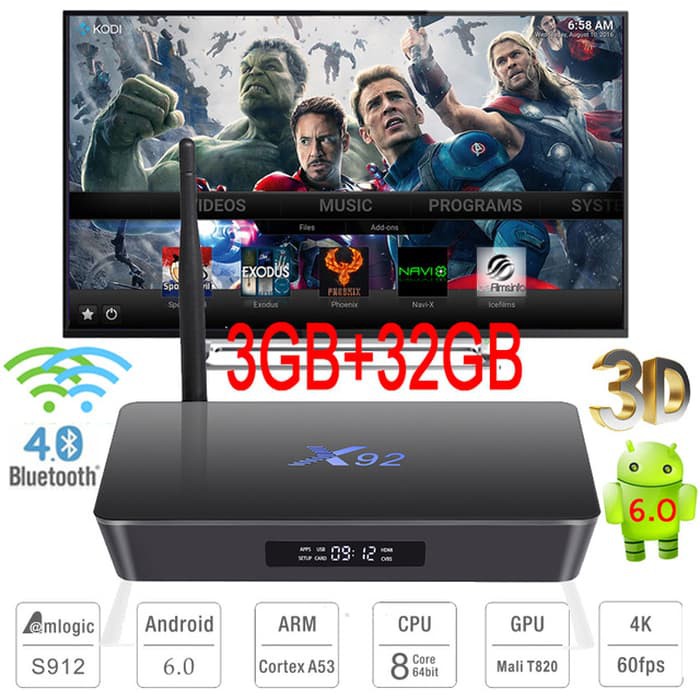 Ram 3  Rom 32  Android Tv Box X92 Octa Core 64 bit   Kodi 17 1 Loaded