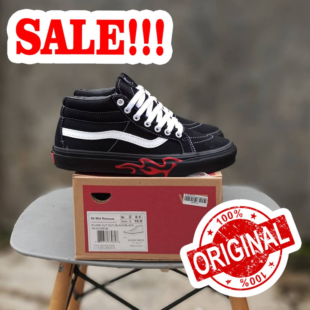 SEPATU VANS SK8 MID REISSUE FLAME CUT OUT BLACK 40-44 ORIGINAL