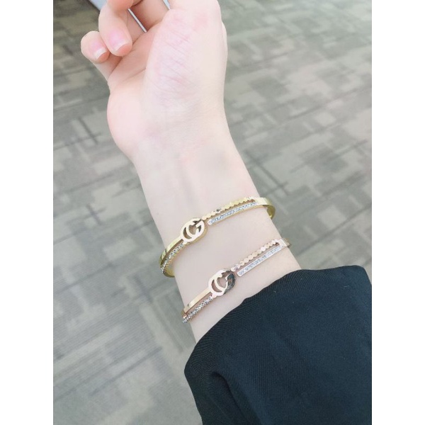 GELANG GUCCI TITANIUM LAPIS EMAS