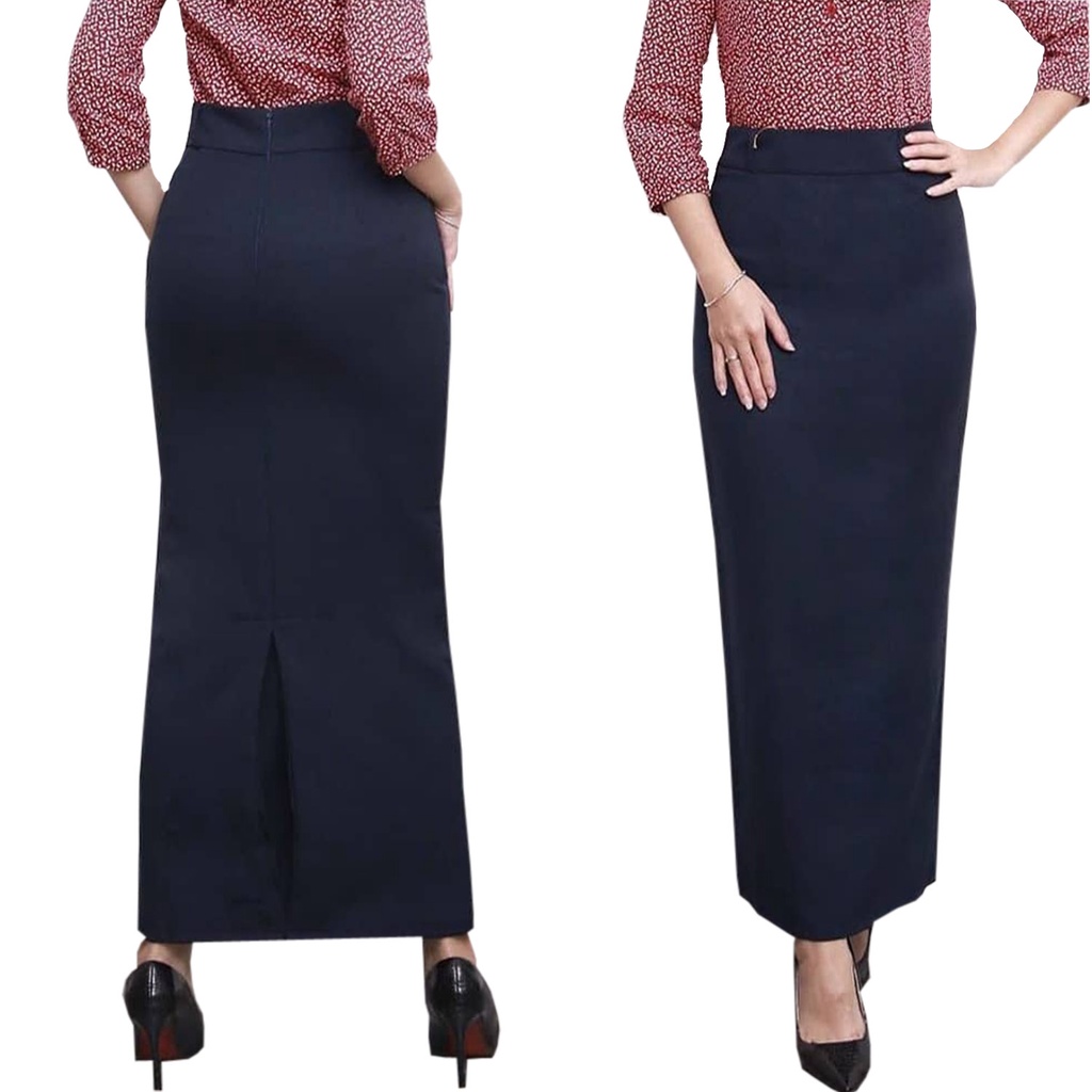 Rok Kerja Panjang Hitam Span Biron Kipas Bahan Formal Kantor Rok Sepan Rok Kerja Kantor Rok Span Rok Sepan Hitam  Rok Sepan Panjang Androk Span Panjang Rok Bahan Span Panjang Jumbo Rok Hitam Kerja Panjang Rok Span Rempel Belakang Jumbo-NAVY