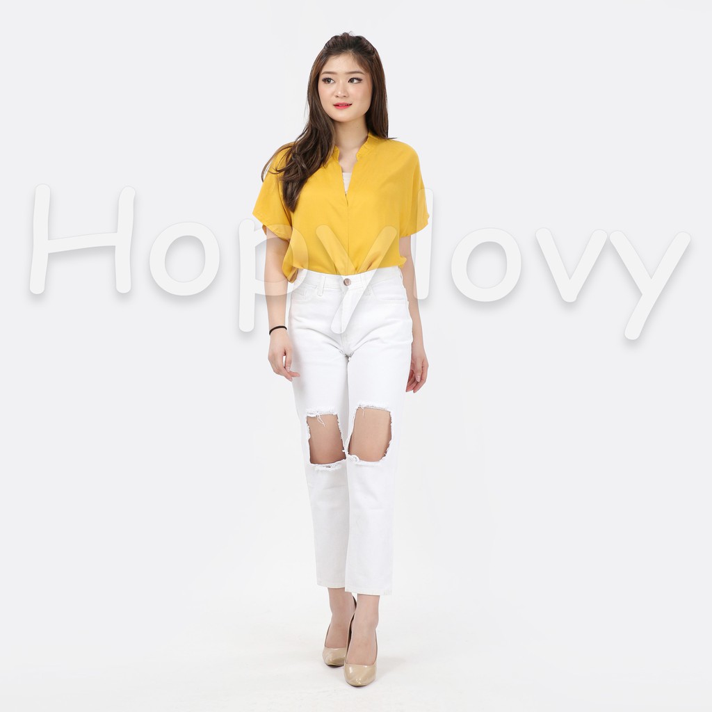 HOPYLOVY SALE - Celana Boyfriend Jeans Wanita Destroy Elvina