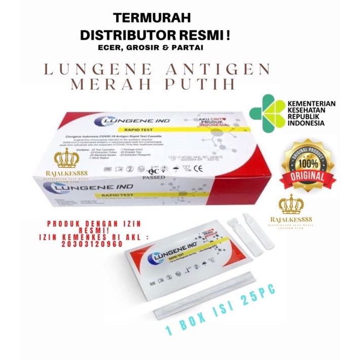 PROMO! antigen Lungene test rapid kemenkes 1 box isi 25pc merah putih