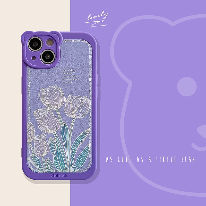 Case Pelindung Lensa Tahan Banting Desain Tulip Untuk Iphone 7 8 Plus Xr X Xs Xsmax 11 12 13 Pro Max