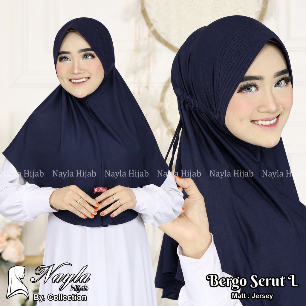 HIJAB INSTAN BERGO SERUT L,XL ORI NAYLA  PASAR HIJA'B