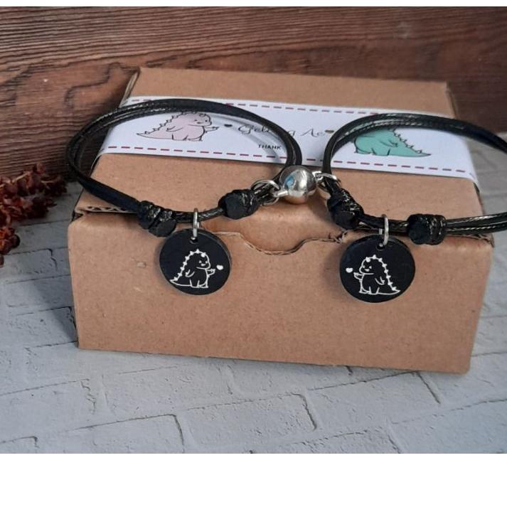 COD  7.7 GELANG CUTE DINO COUPLE MAGNET ( DAPAT 2 GELANG ) BISA REQUEST INISIAL/NAMA [KODE 95]