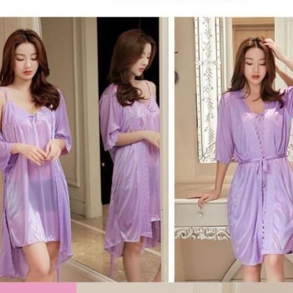 Baju Tidur Bahan Satin Sexy 2 in 1