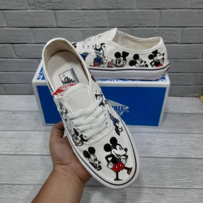 Vans Autentic Mickey Mouse Putih Sepatu Anak Laki Laki Dan Perempuan Sepatu Anak umur 3 Tahun