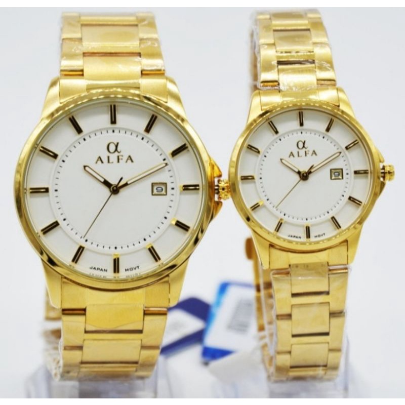 JAM TANGAN COUPLE ALFA 88132 PREMIUM WATER PROFF