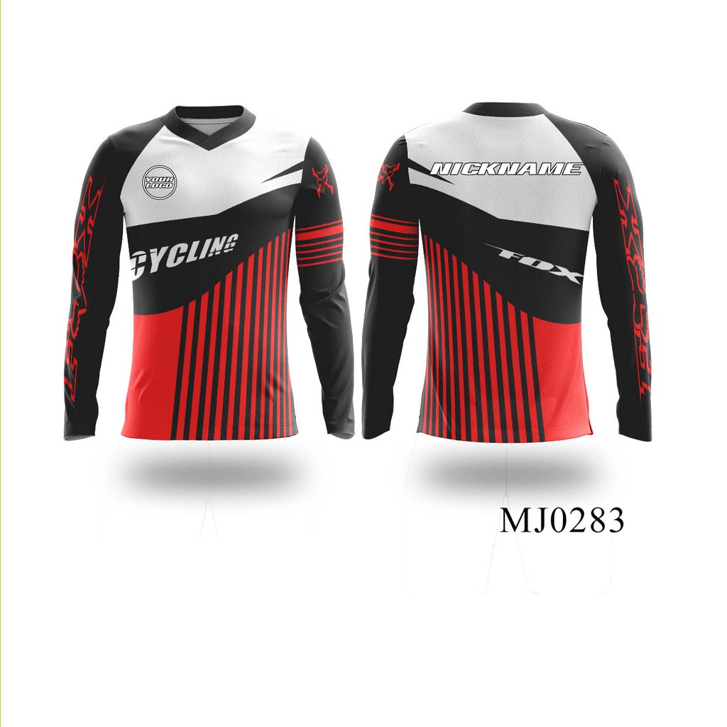 Download Kaos Jersey Sepeda Template Jersey Mj51 Sepeda Hitam Merah Fullprint Lengan Panjang Shopee Indonesia PSD Mockup Templates