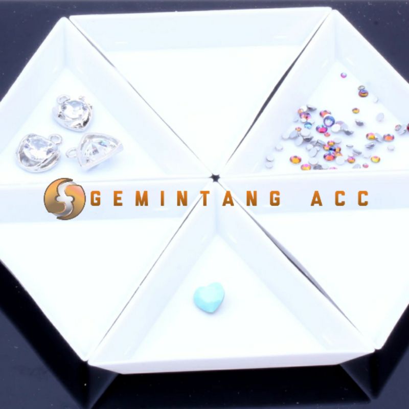 Wadah Foto  Tempat Manik-manik Aksesoris TRIANGLE &amp; ROUND PLATE Tatakan Wadah Rhinestone Gemstone Nail