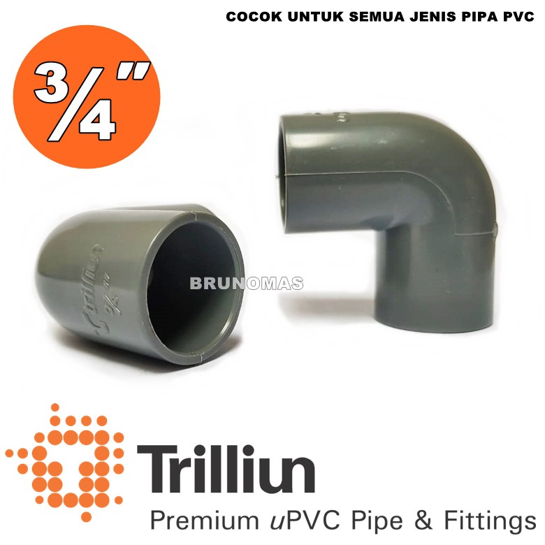 KNEE 3/4 inchi TRILLIUN - ELBOW Keni bengkok sambungan paralon pipa pvc