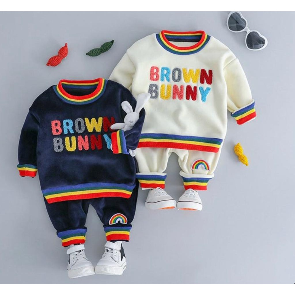 SETELAN ANAK SWEATER ANAK SETELAN BROWN UMUR 1-5 TAHUN