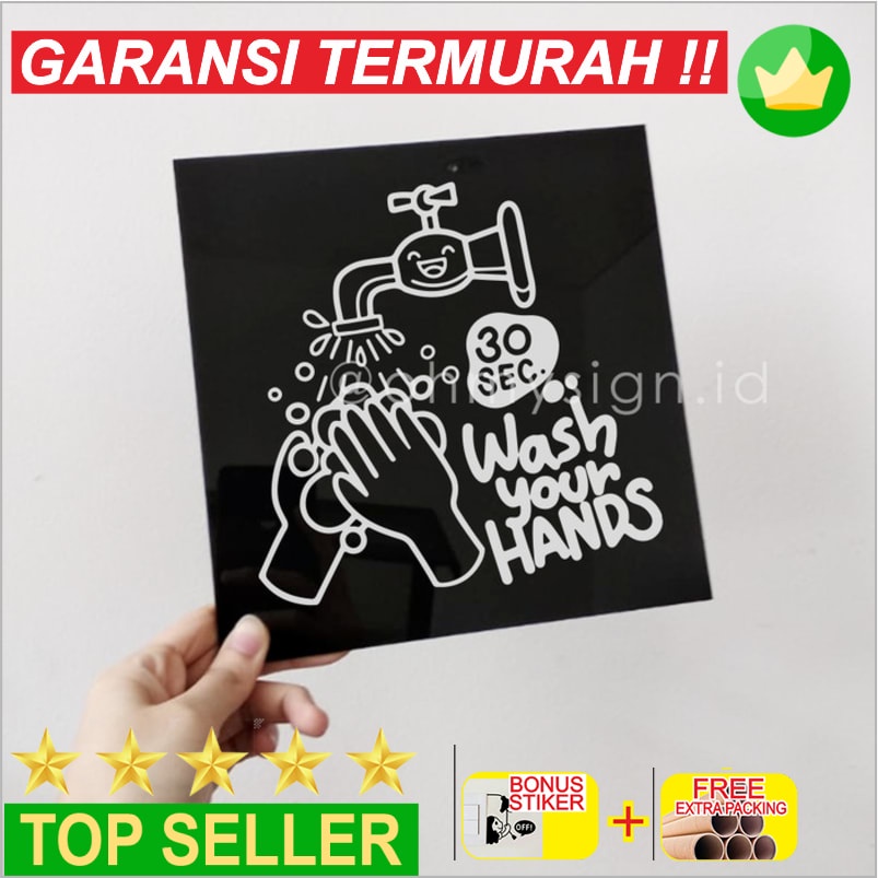 

Grosir Sign Cuci Tangan Akrilik | 20 x 20 cm | Sign Board Akrilik Elegan