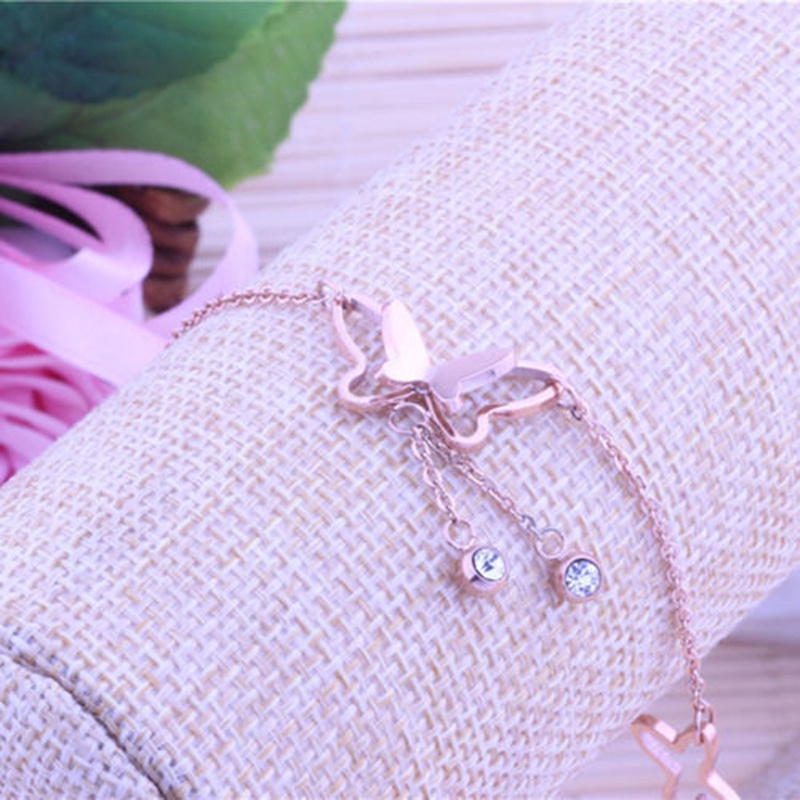 Gelang Kaki Rantai Rose Gold Dengan Hiasan Kupu-Kupu Untuk Wanita Butterfly