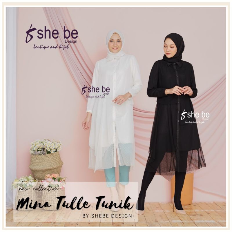 Shebe Design Atasan Tunik tile dot / Mina Tulle