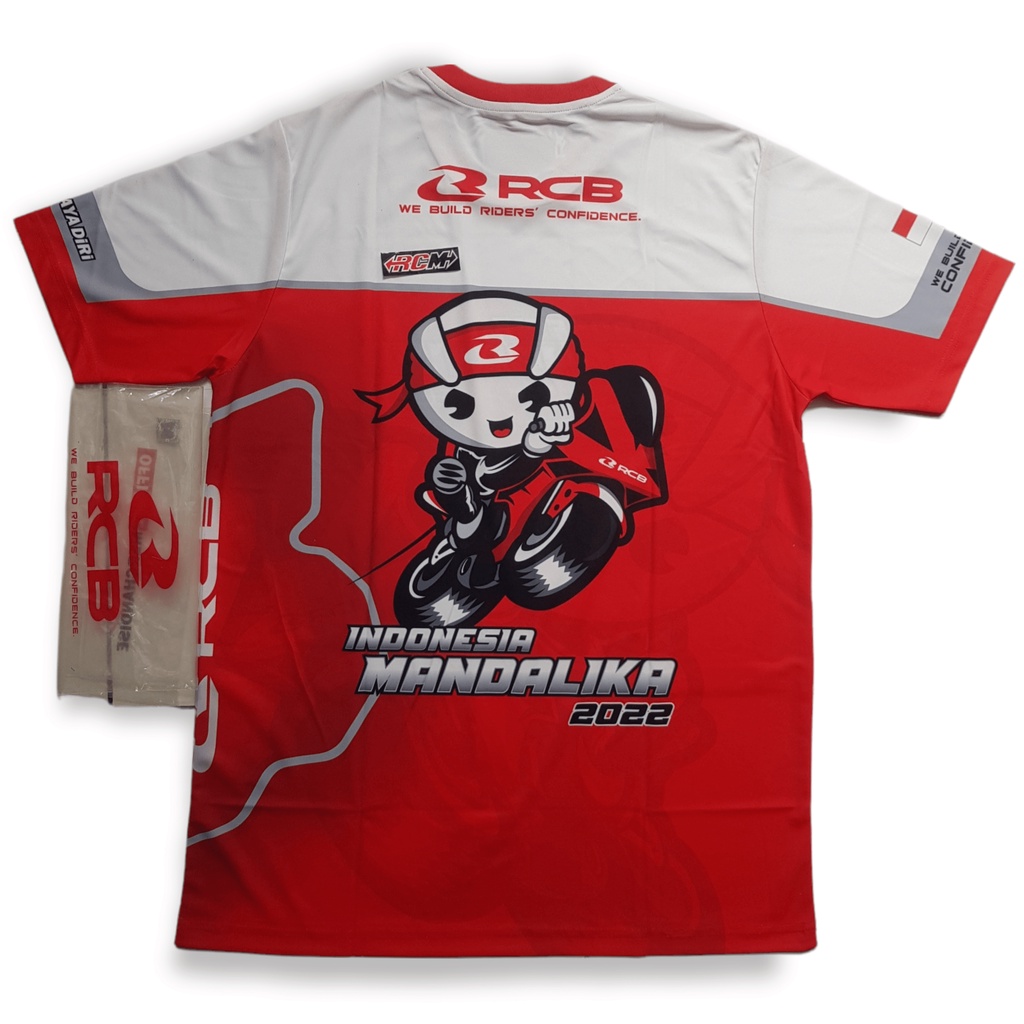 TSHIRT T-SHIRT KAOS JERSEY SIRKUIT INDONESIA MANDALIKA MOTOGP MOTO GP 2022 RCBB RACINGBOY WARNA MERAH RED KOMBINASI PUTIH WHITE SIZE UK UKURAN L ORI ORIGINAL RACINGBOY ASLI