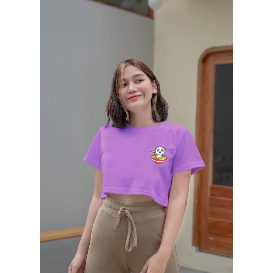 Flava_store - Crop Top Kaos Bear Mangkok Murah Wanita