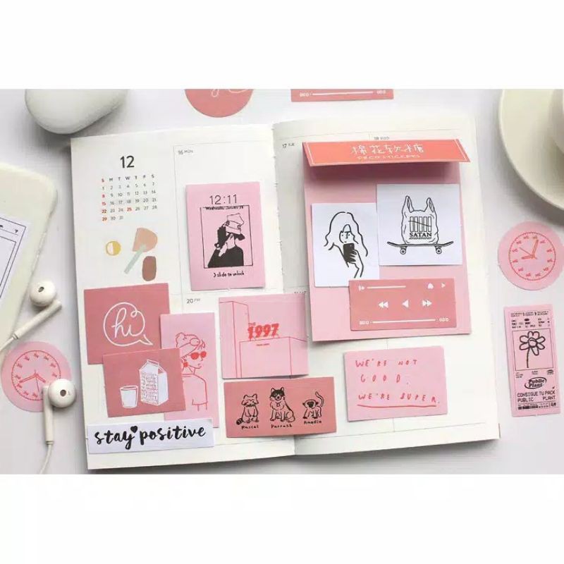 

30pcs/set Stiker aesthetic pink version
