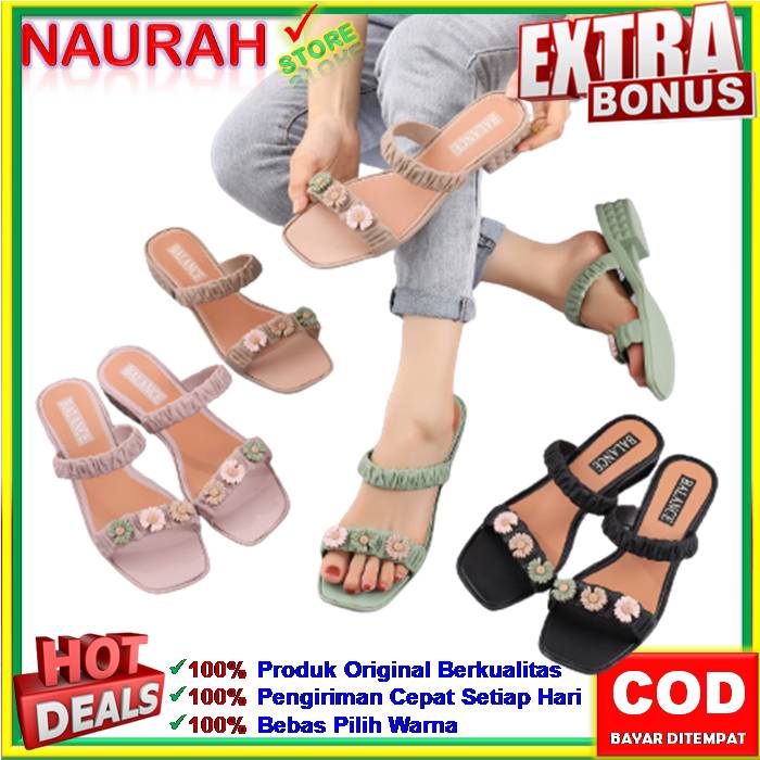 ✨ COD ✔️ SANDAL WANITA BALANCE 3305 2 STRAP 3 BUNGA CANTIK SENDAL HAK NYAMAN AWET SOL KUAT ANTI SLIP