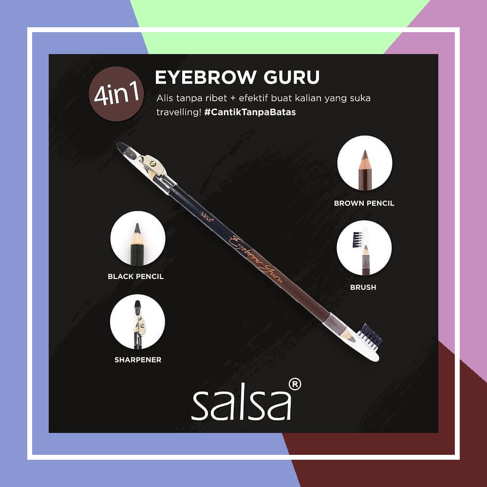 SALSA Pensil Alis 4in1 Eyebrow Guru / PENSIL ALIS 2 IN 1 HITAM COKLAT 1 LUSIN