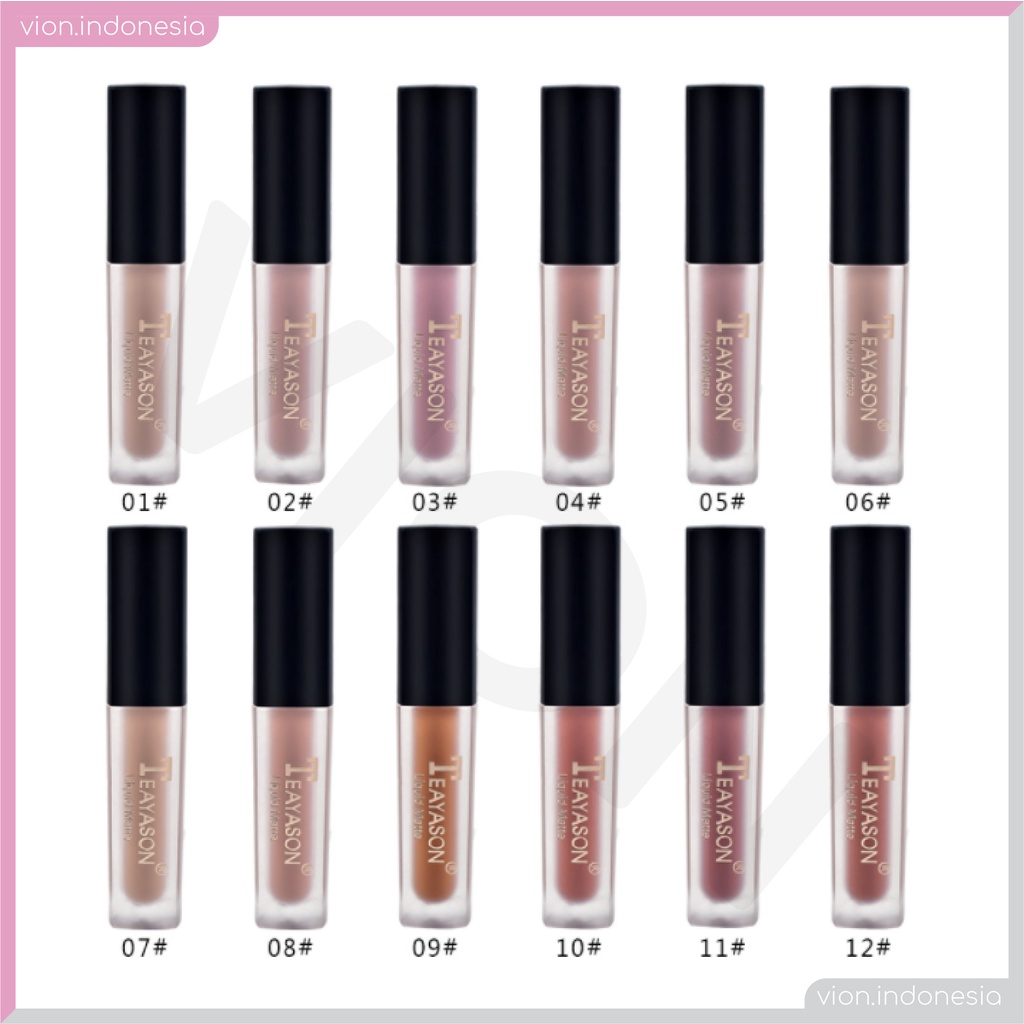 TEAYASON Natural Matte Liquid Lipstick Lip Glaze Lip Gloss Lipstik Baru 12 Warna Original TE005