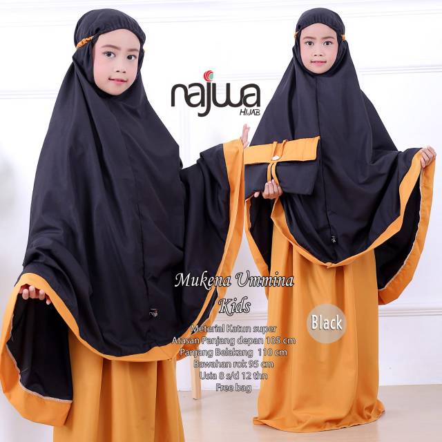 Mukena Anak Ummina Kids Usia 8 9 10 11 12 Tahun Bahan Katun Super Free Bag Ori Najwa Solo Grosir