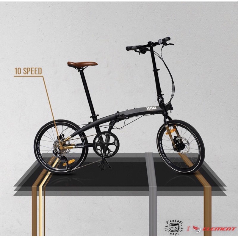 SEPEDA LIPAT FOLDING BIKE ELEMENT ECOSMO FILOSOFI KOPI 10sp