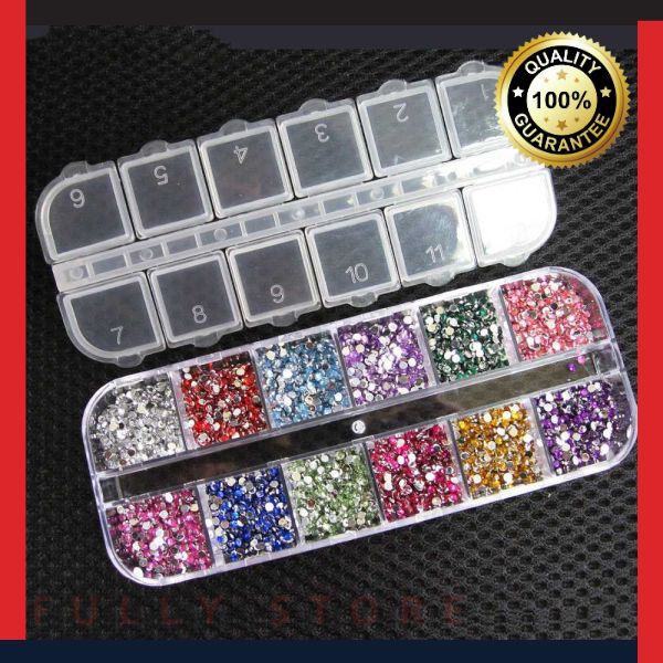 

Murah DIY Dekorasi Nail Art Rhinestones Glitters Hias 12 Colors Keren