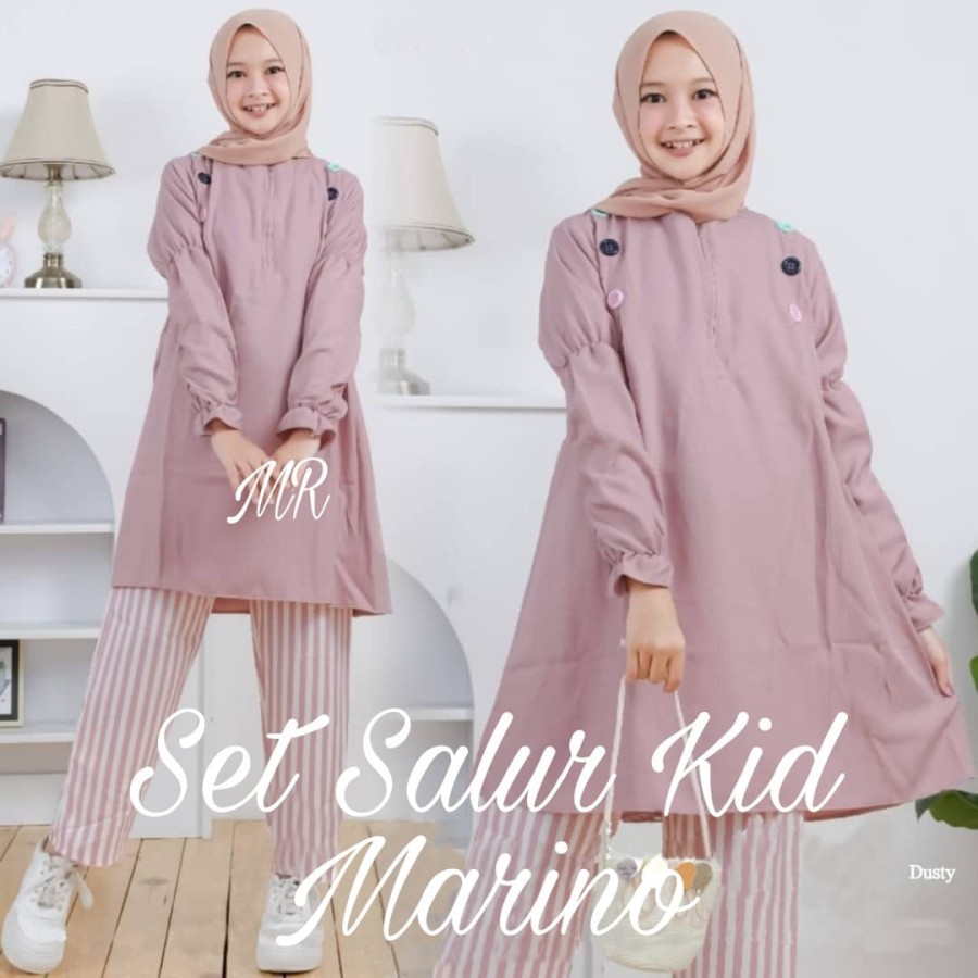 Baju Setelan Celana Tunik Anak Muslim Perempuan Tanggung Usia 7 8 9 Tahun Modern Trend Lebaran Kekin