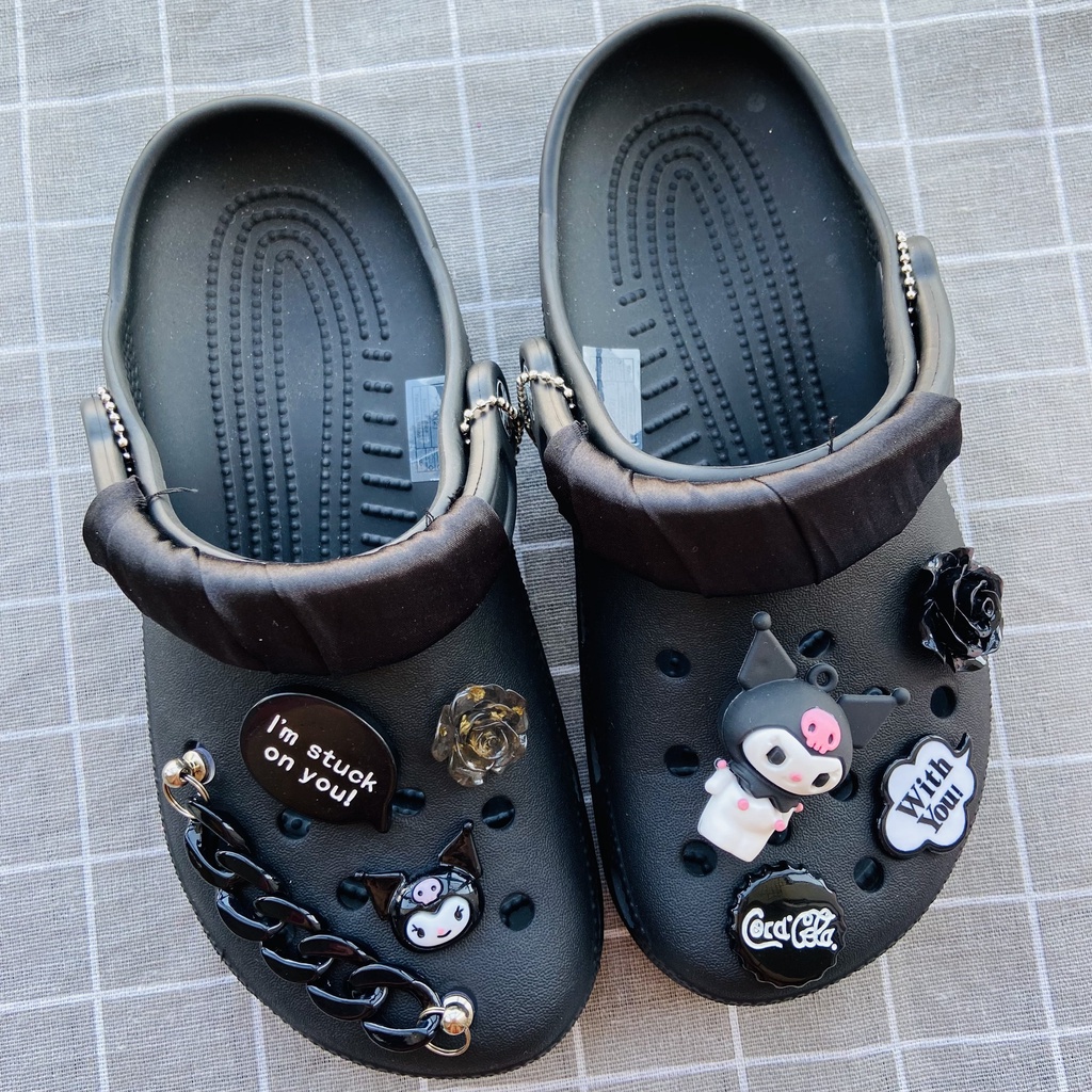 ✨shinyDIY✨Crocs jibbitz: aksesori cantik untuk sepatumu❤️ 8pcs Rantai Kuromi Crocs Jibbitz Untuk Aksesoris Sepatu Wanita#Sepatu Sneakers Wanita Model Lace-Up Warna Hitam + Putih