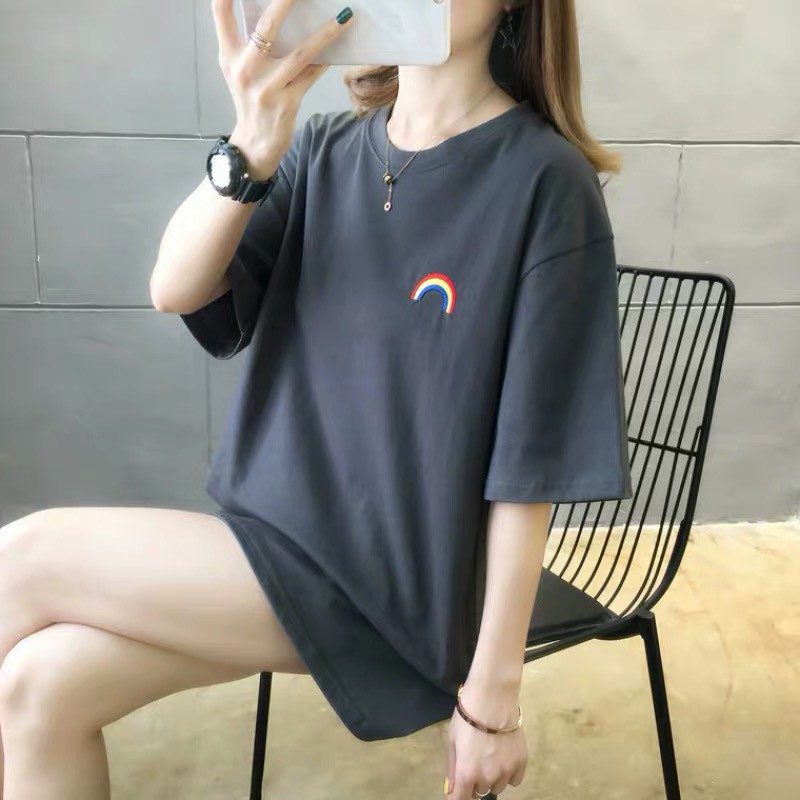 Oversize Tee Tshirt Model Longgar Untuk Wanita Motif Awan Baru Bordir