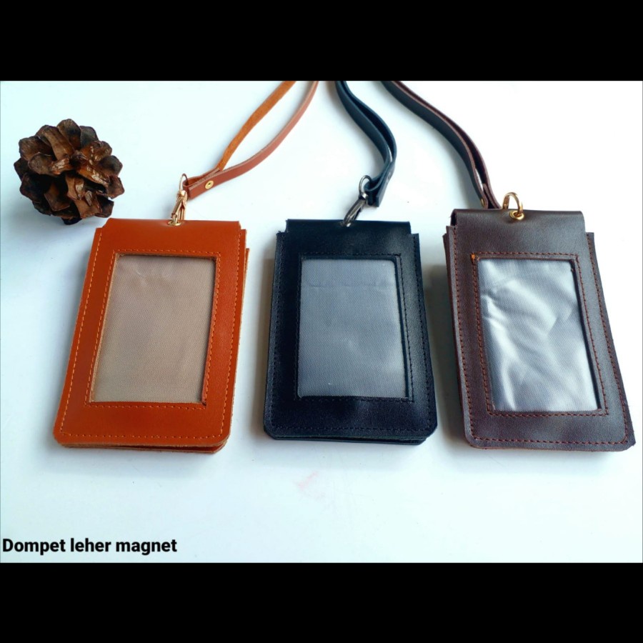 ID CARD HOLDER MAGNET KULIT ASLI /Tempat ID Card Kulit Asli / Name tag