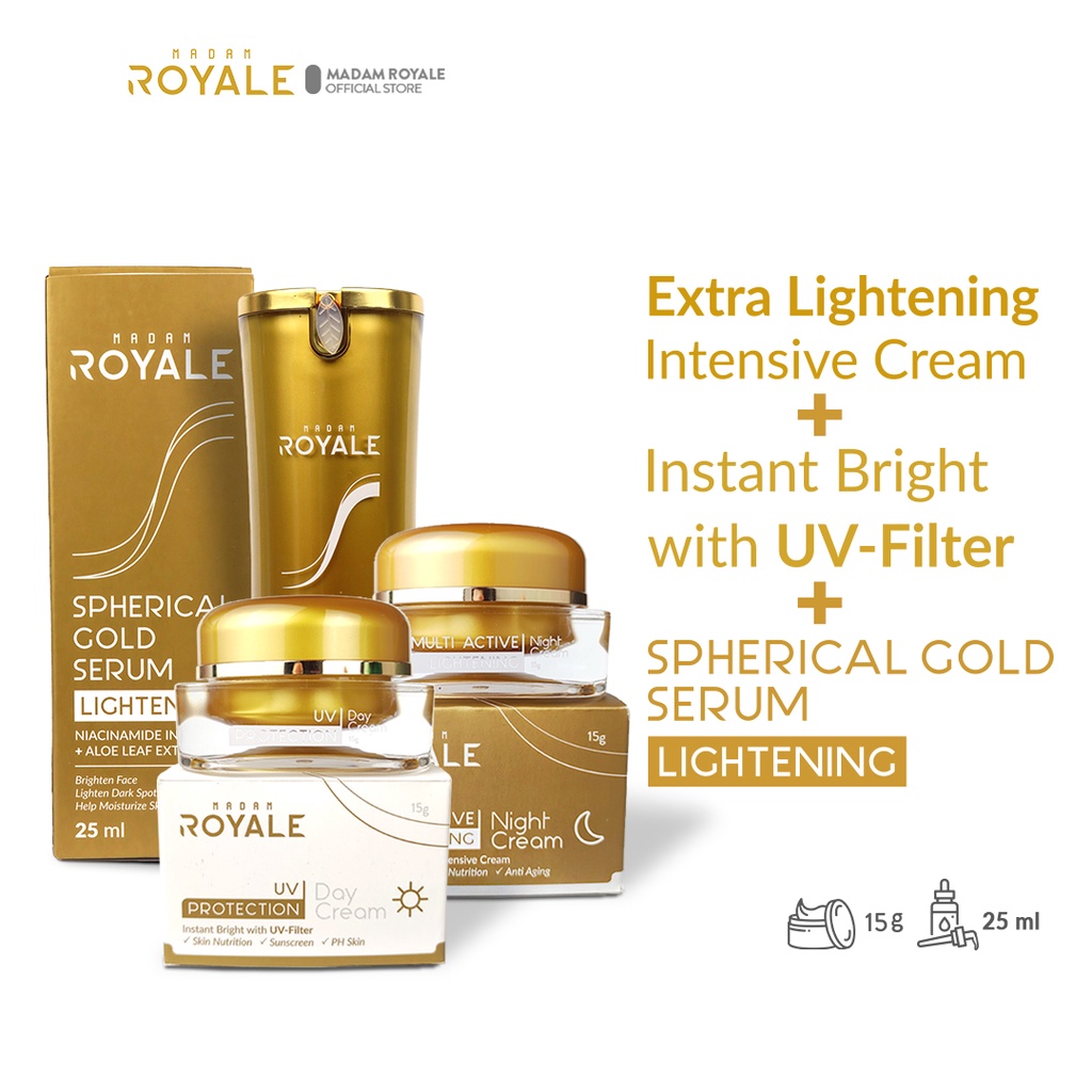 Paket Bundling Madam Royale Day Cream, Night Cream &amp; Spherical Gold Serum (Face Serum)