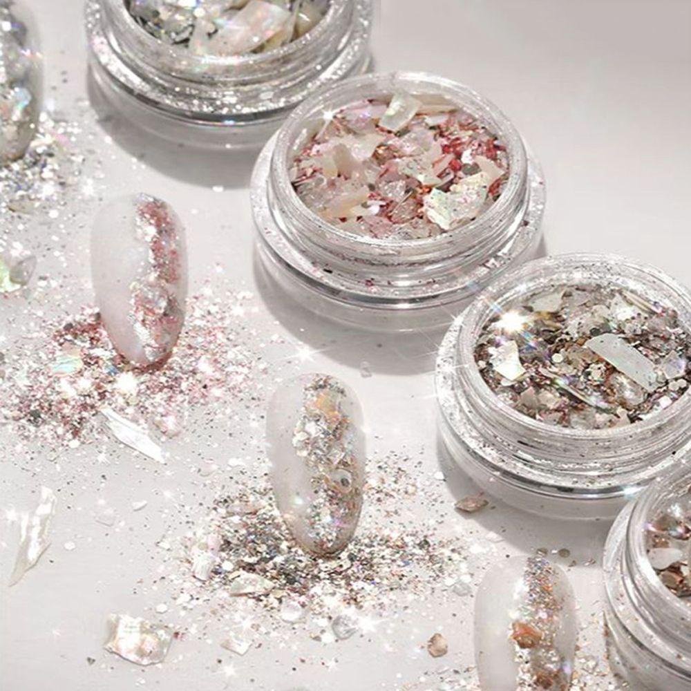 Agustina Abalone Shell Flakes Mixed 1Box Nail Charms Hexagon Manicure Aksesoris Paillette Nail Art Dekorasi