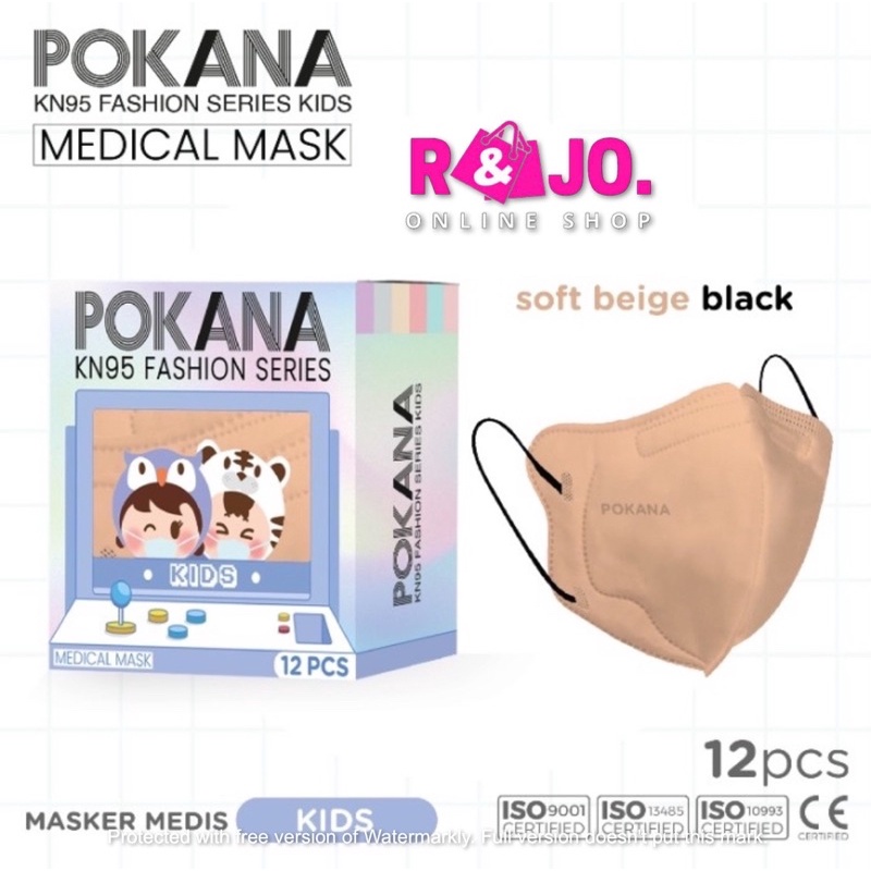 POKANA KN95 6ply FASHION SERIES KIDS Earloop MEDICAL Face Mask