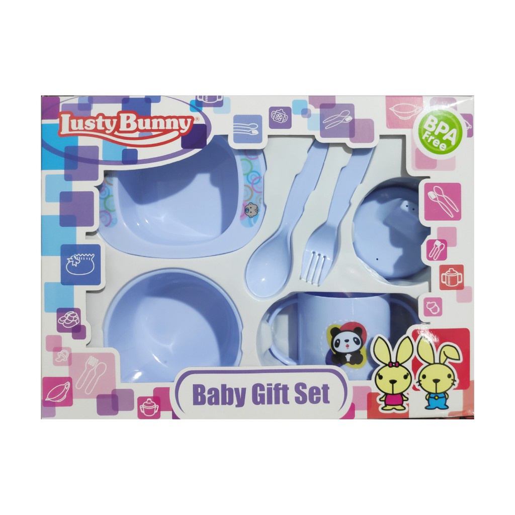 Tempat Makan Bayi Feeding Set 6IN1 LUSTY BUNNY Alat Peralatan Makan Bayi Set LUSTYBUNNY - 1419