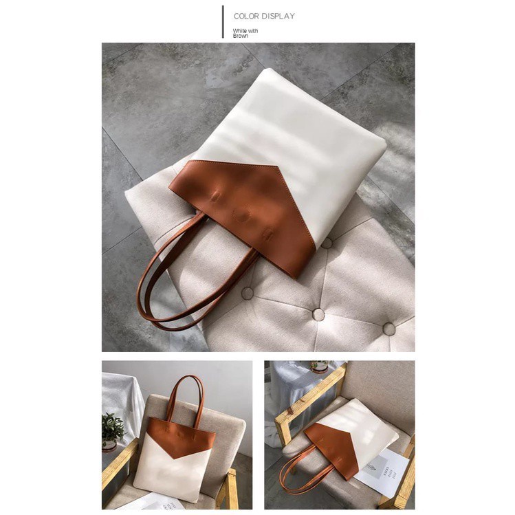 COD SALE 2.2 - TOTEBAG RESLETING KULIT BOTEGA [MUAT LAPTOP] KOMBI 2V HITAM, KREM, COKLAT | TOTEBAG KASUAL/KOREAN | TOTEBAG KERJA, KULIAH, SEKOLAH, TRAVELING | TOTEBAG FASHION SHOW