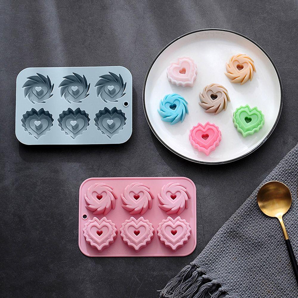 Solighter 3D Bentuk Swirl Hati Baking Handmade Sabun Cetakan Coklat Loyang Kue Cetakan
